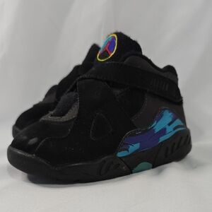Jordan Kids Black Sneakers with Blue and Purple Accents